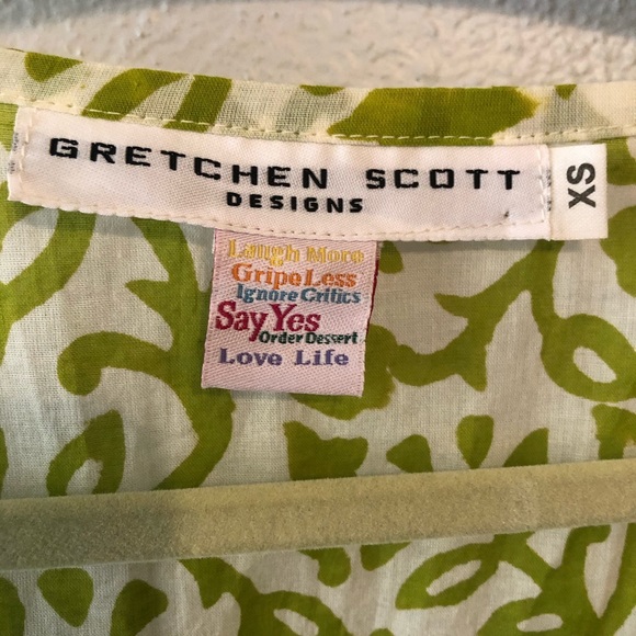 Gretchen Scott green white cover up xs 100% cotton - Picture 4 of 6